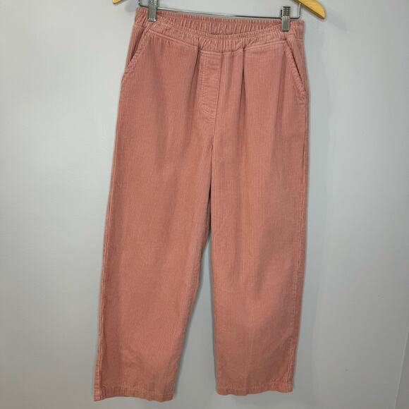 IT IS WELL LA Corduroy Crop Pant Pull-on Relax Fit Pink Cotton Women's S New - Picture 2 of 9